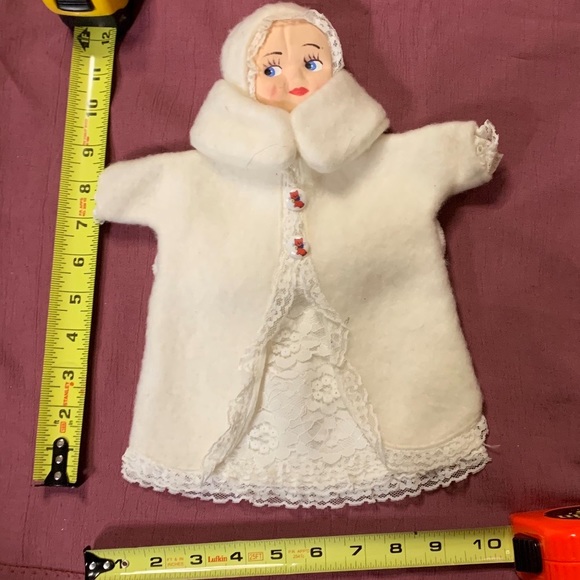 🔵 Fiber Art, Vintage collectible puppet cream wool handmade angel, rare find - Picture 11 of 11
